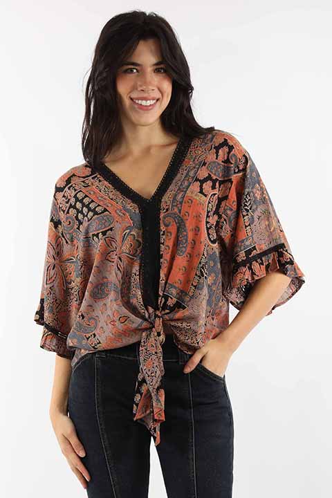Paisley Floral Print Top