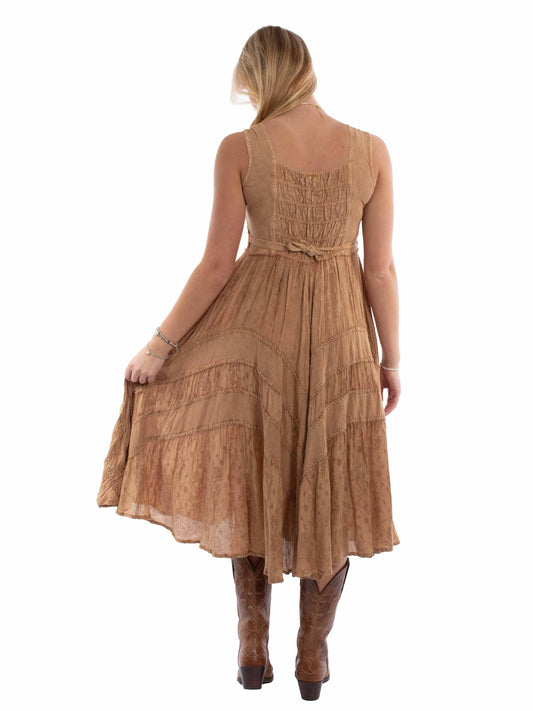 Scully Lace Up Dress - Beige