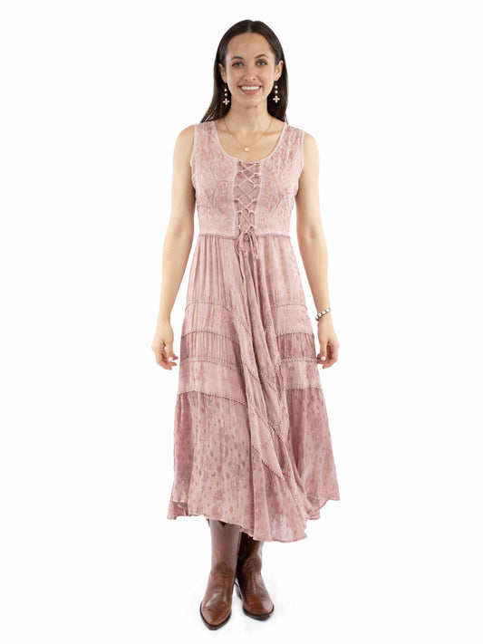Scully Lace Up Dress - Dusty Pink