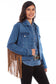Scully Denim Jacket With Leopard Fringe