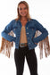 Scully Denim Jacket With Leopard Fringe
