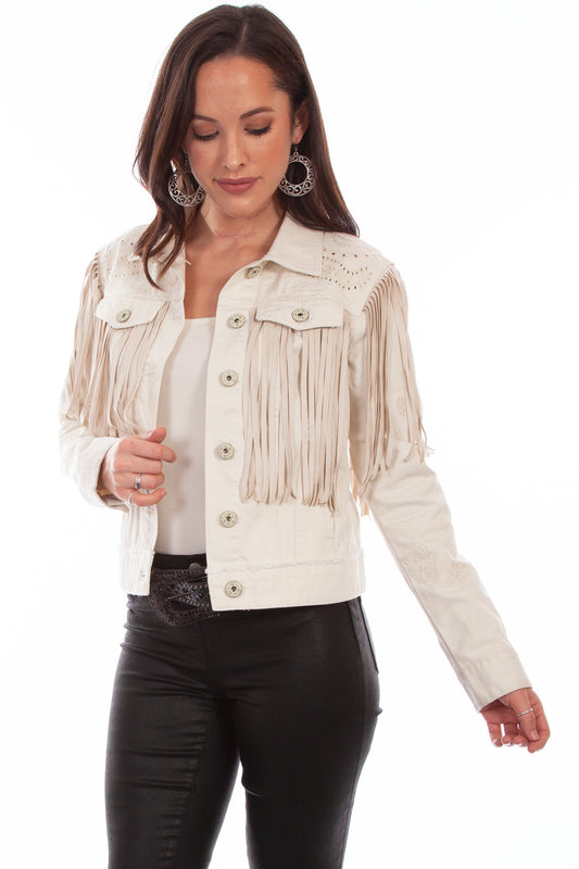 Scully Denim Fringe Embroidered Jacket