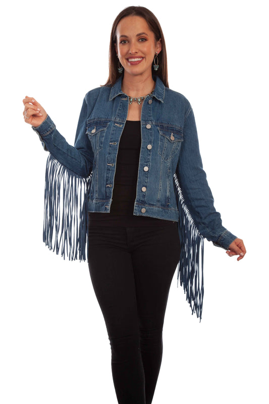 Scully Denim Jacket With Denim Fringe