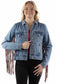 Scully Denim Jacket With Red, White and Blue Fringe