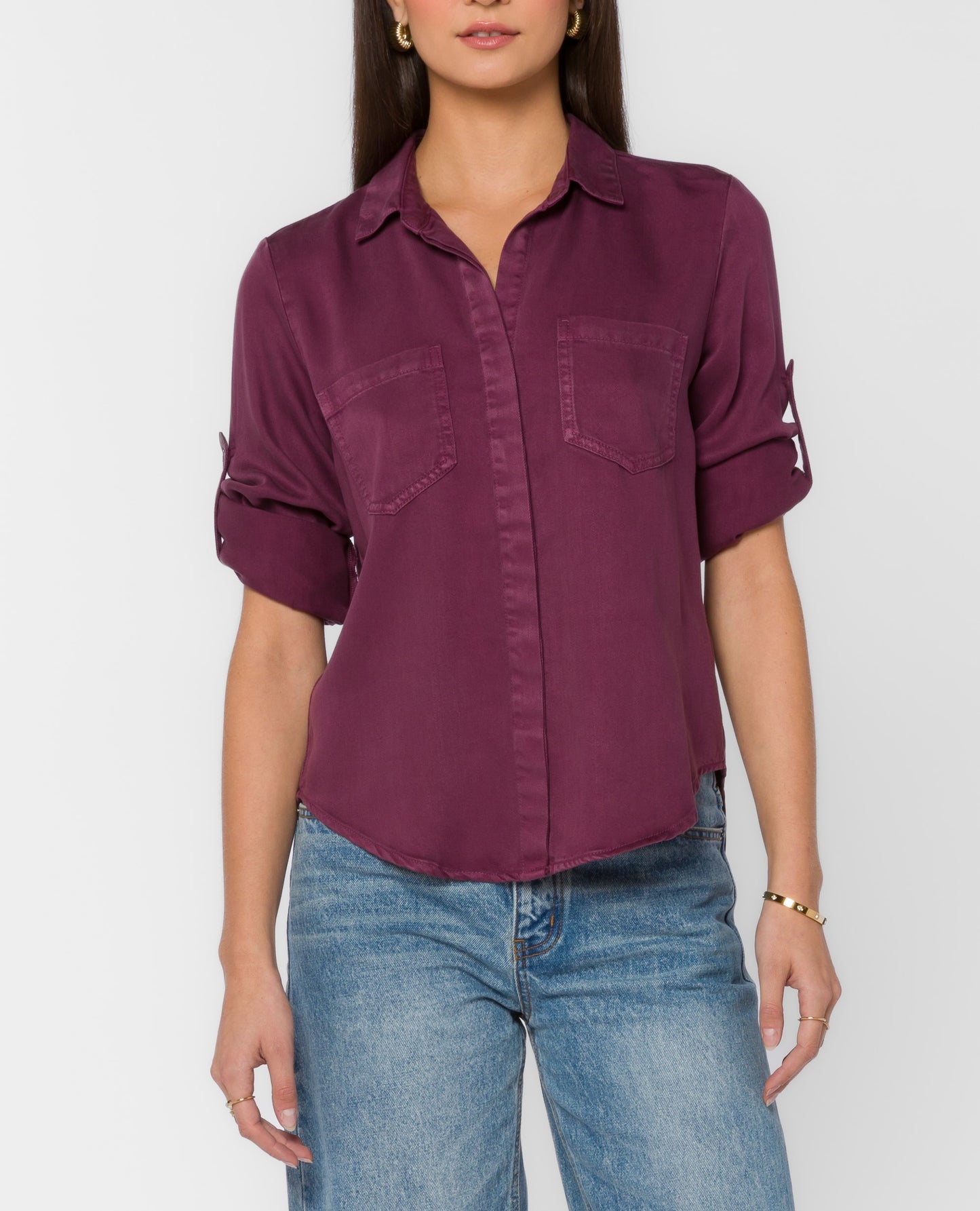Irish Plum Button Down Top