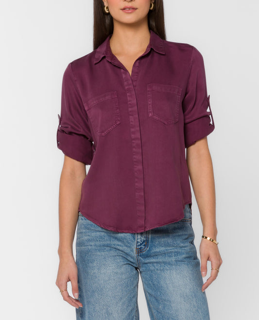 Irish Plum Button Down Top