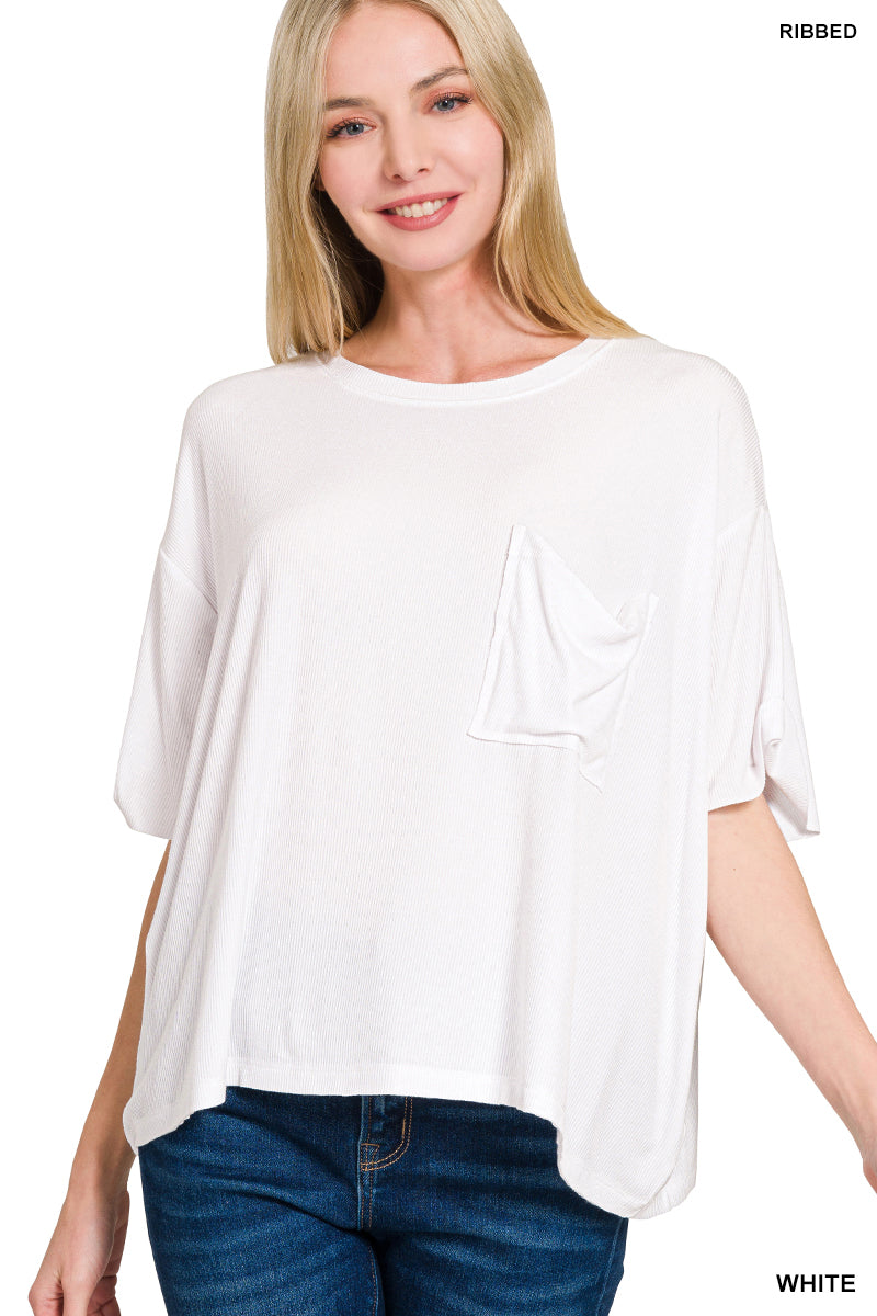 Ribbed Cuffed Sleeve Top - 3 colors