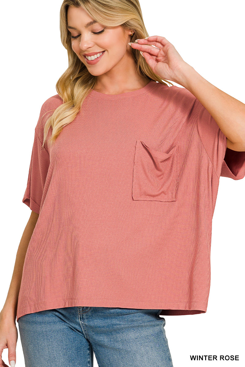 Ribbed Cuffed Sleeve Top - 3 colors