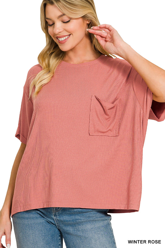Ribbed Cuffed Sleeve Top - 3 colors
