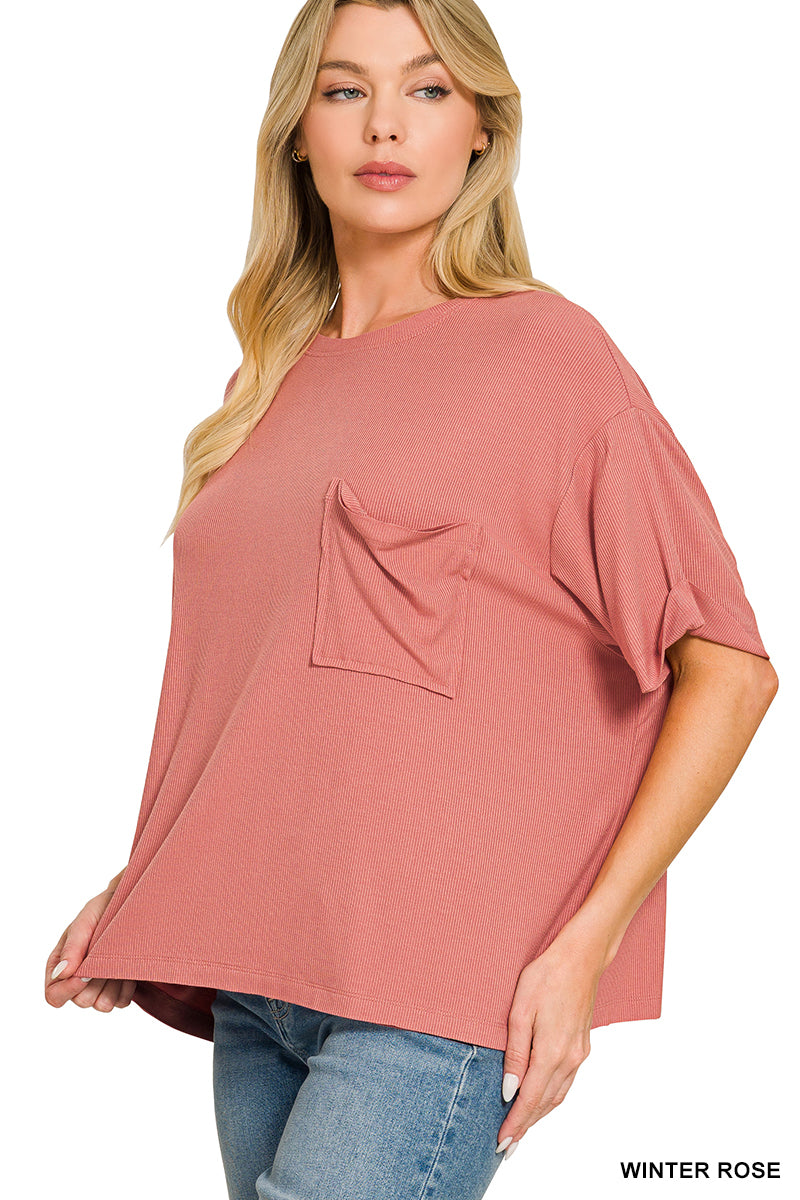 Ribbed Cuffed Sleeve Top - 3 colors