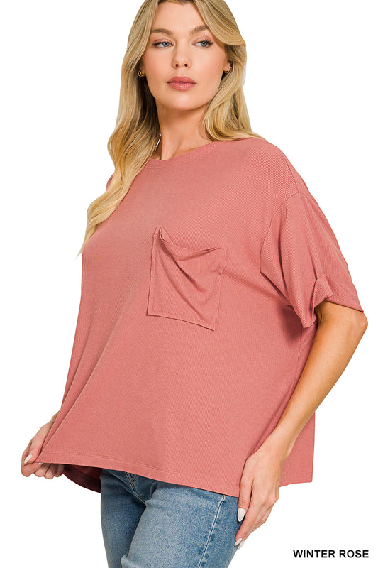 Ribbed Cuffed Sleeve Top - 3 colors