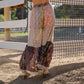 Boho Patchwork Print Tiered Lace Flare Pants