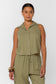 Roselle Sleeveless Linen Blend Button Down