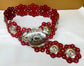 Handcrafted Red Flower Leather Belt
