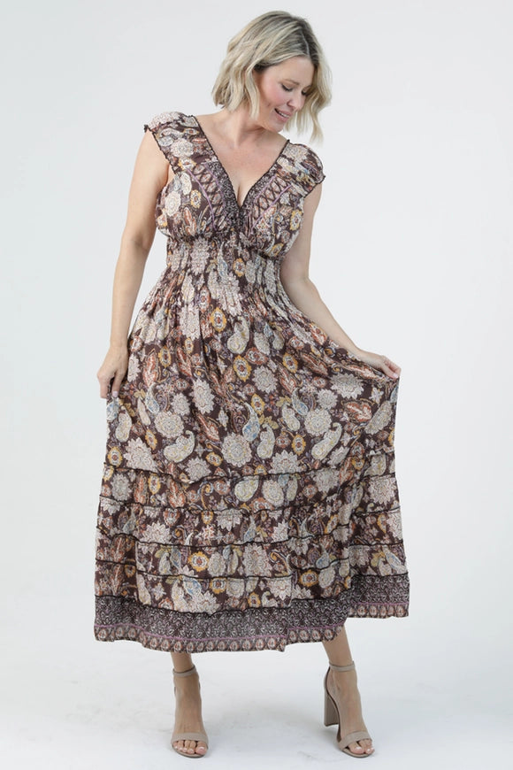 Lola P V-Neck Maxi Dress With Pockets