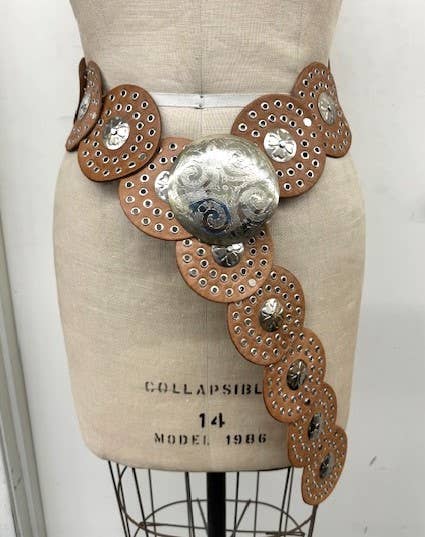 DAIRI Tan Leather Belt with Sterling Silver
