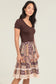 Tiered Lace Trim Midi Length Skirt