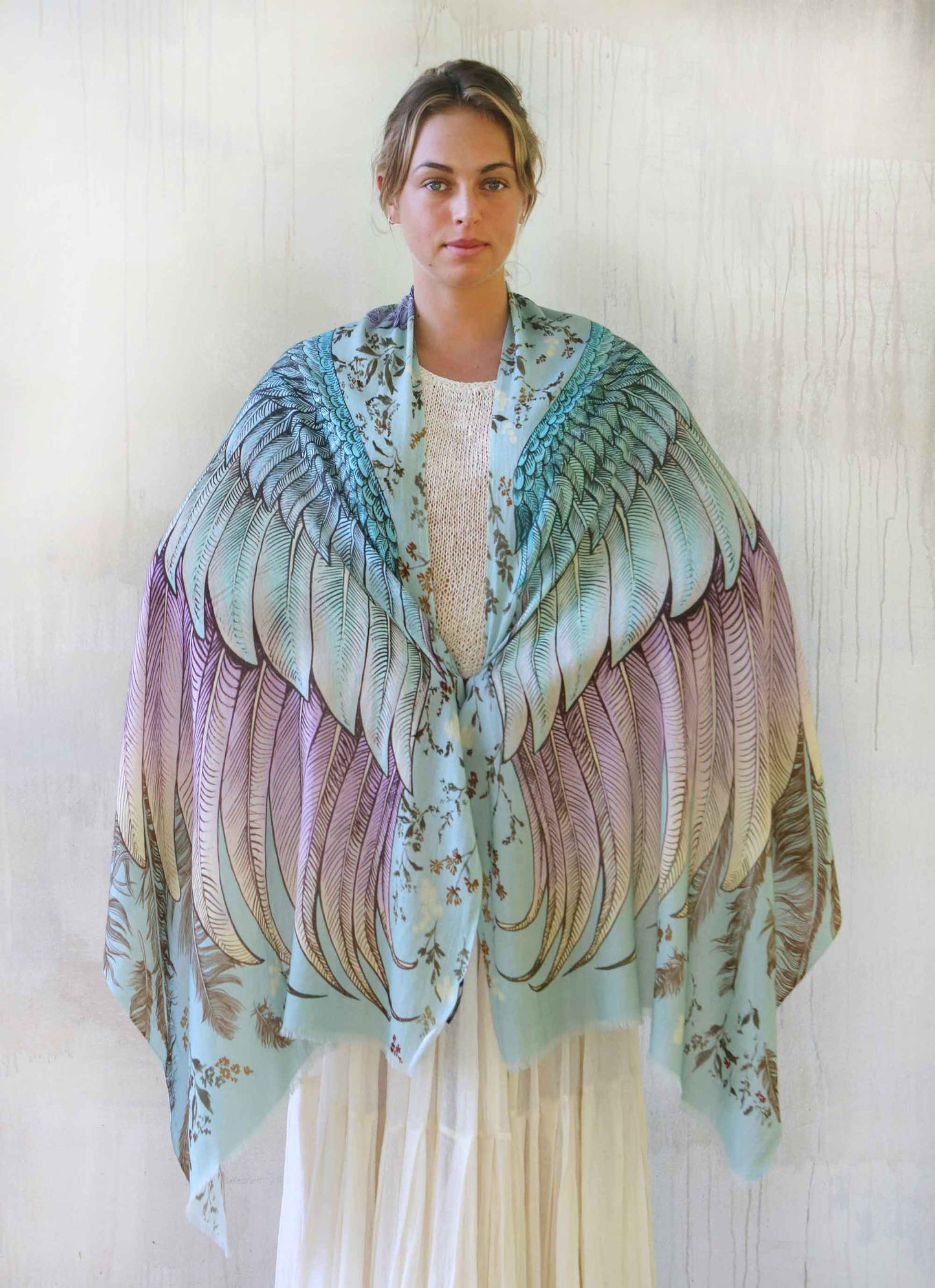 Shovava Blue Vintage Wings Scarf