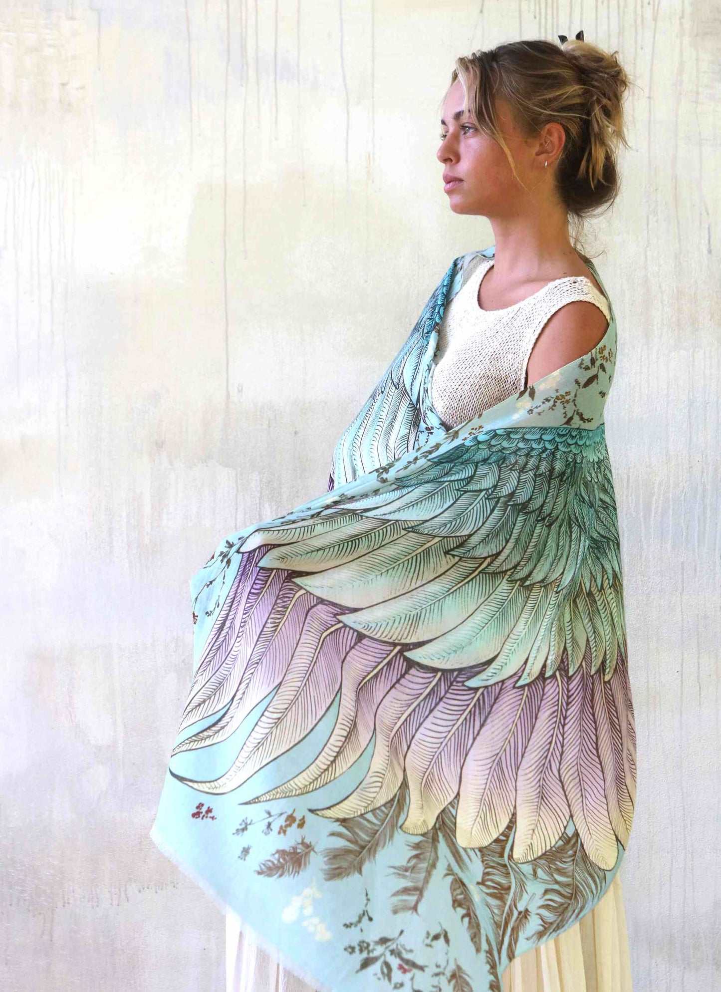 Shovava Blue Vintage Wings Scarf