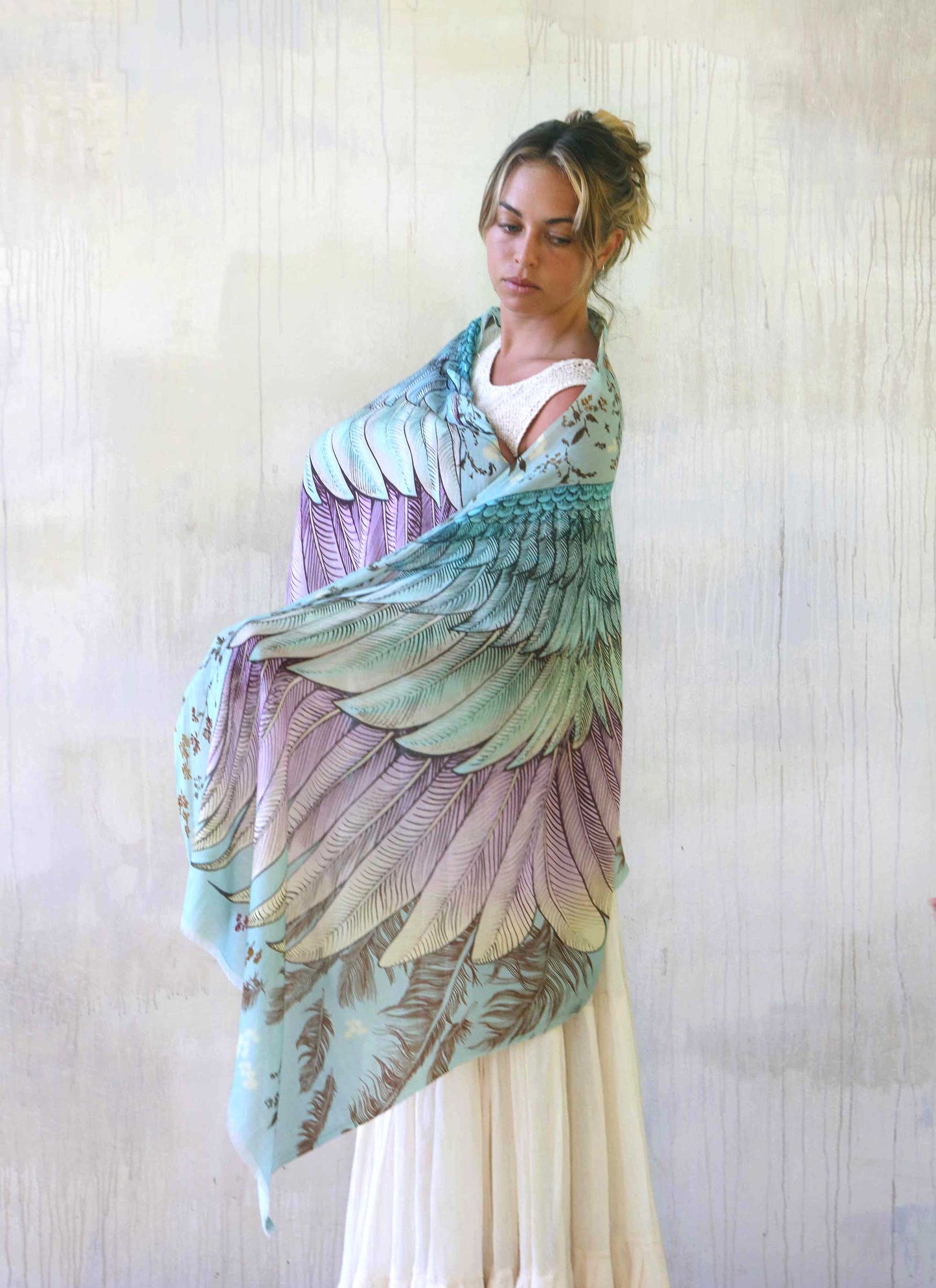 Shovava Blue Vintage Wings Scarf