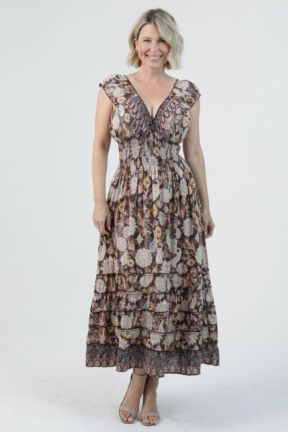 Lola P V-Neck Maxi Dress With Pockets