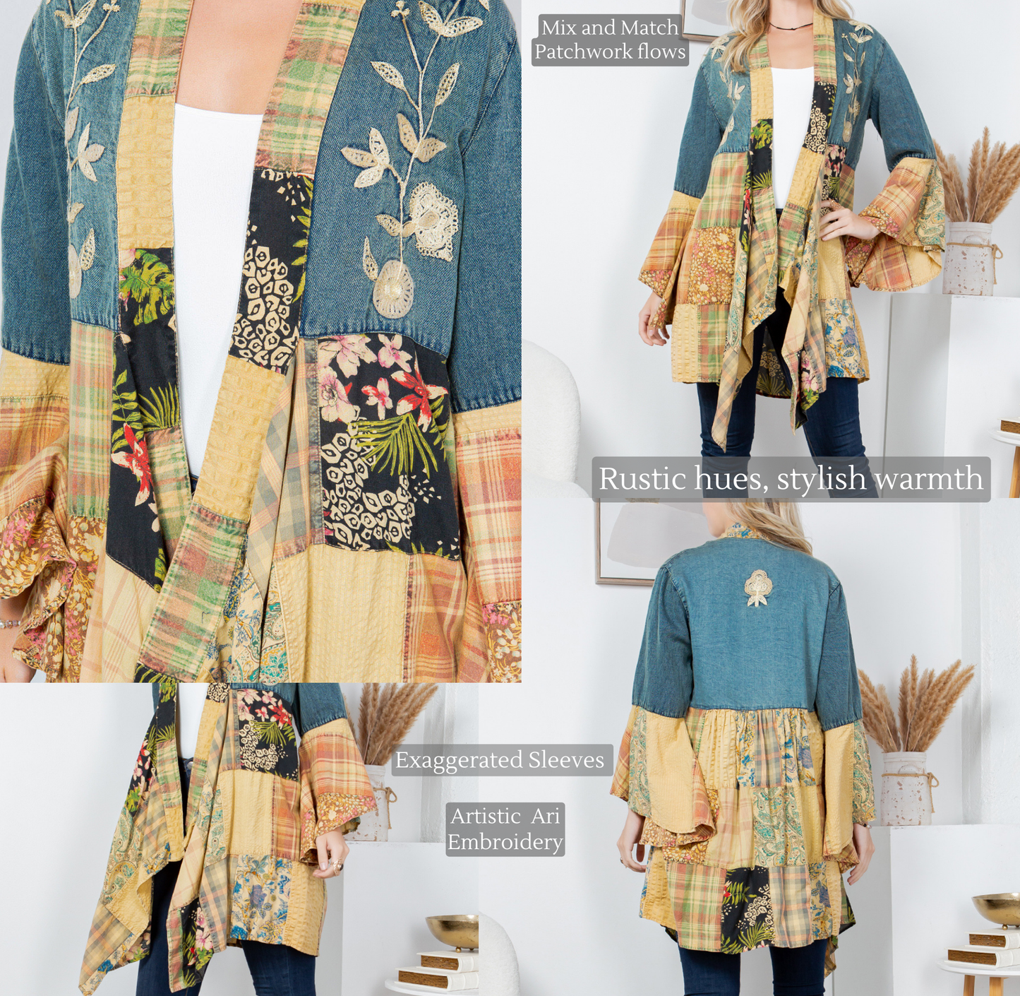 Embroidered Western Boho Shrug