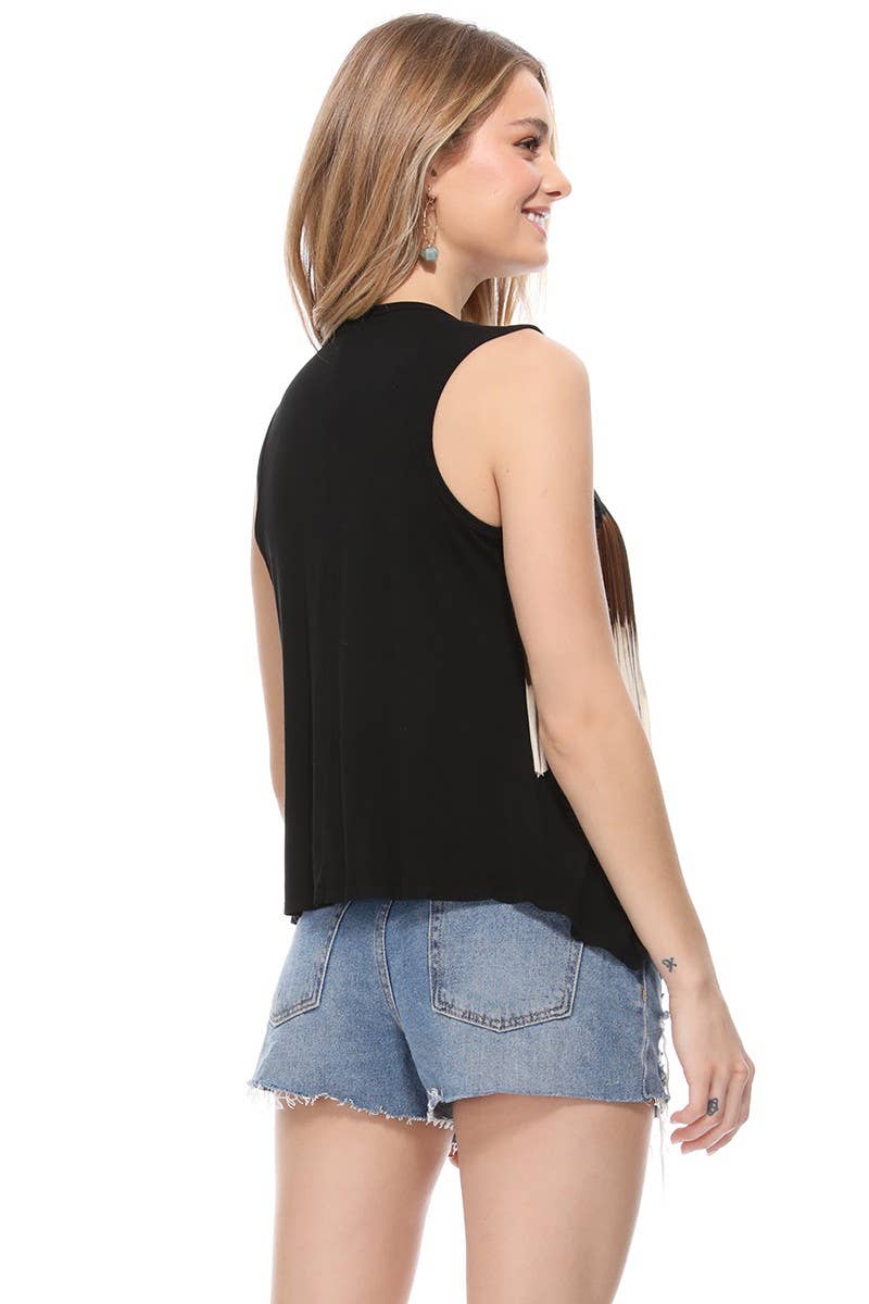 Tri Color Fringe Vest