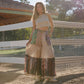 Boho Patchwork Print Tiered Lace Flare Pants
