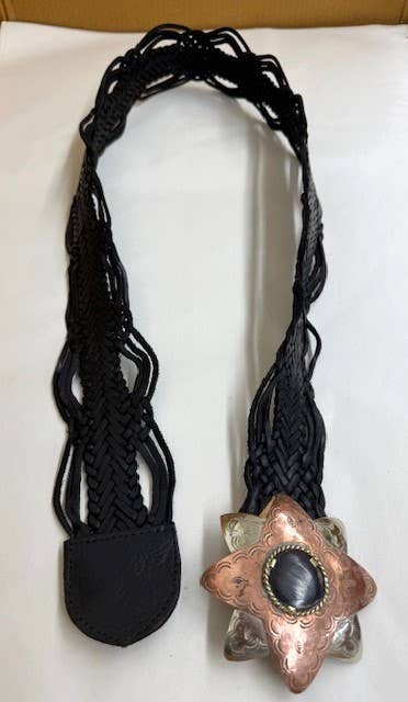 Handcrafted Woven Leather Belt with Star Buckle
