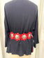 Handcrafted Red Flower Leather Belt