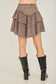 Mineral Wash Tiered Skirt - Ash Oak and Hot Pink