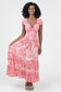 Lola P V-Neck Maxi Dress With Pockets - Coral