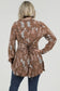 Lace Up Back Button Down Acid Wash Floral Top