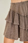Mineral Wash Tiered Skirt - Ash Oak and Hot Pink