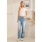 Washed Floral Embroidered Jeans