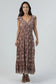 V-Neck Maxi Dress With Pockets - Brown
