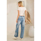 Washed Floral Embroidered Jeans