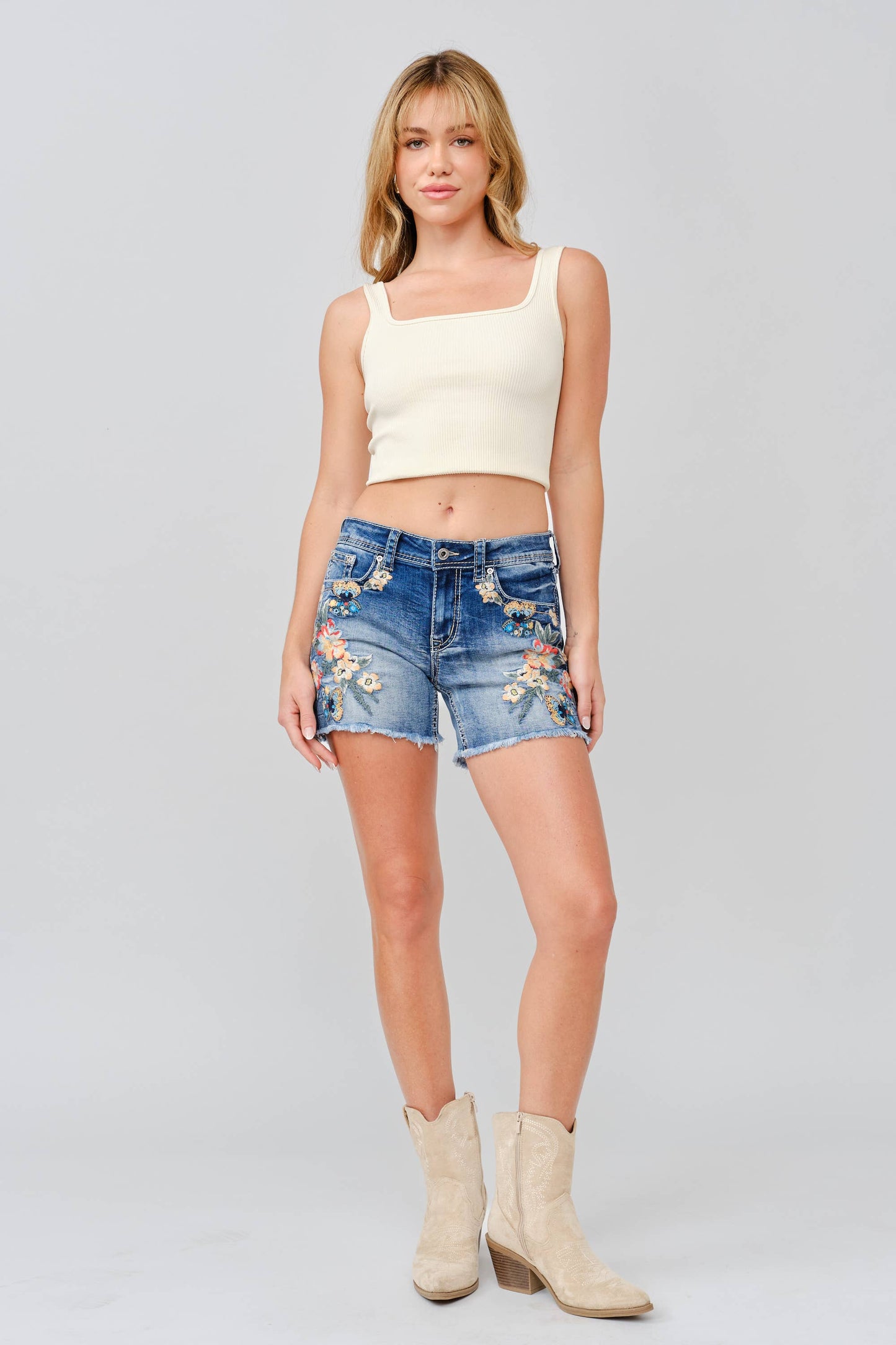 Embroidered Butterfly Shorts