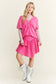 Mineral Wash Tiered Skirt - Ash Oak and Hot Pink