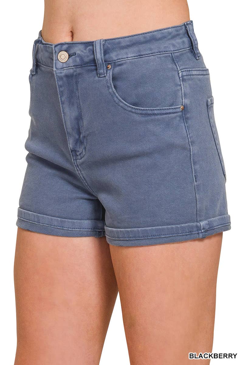 Color denim Shorts 5 pockets