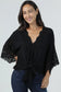 Deep V-Neck Crochet Tie Front Top