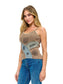 Boho Patchwork Ribbed Tank Top - Brown