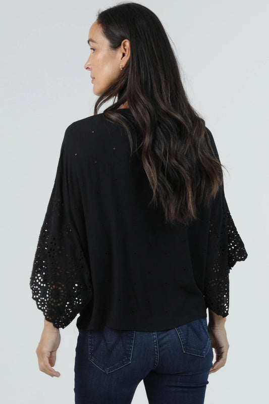 Deep V-Neck Crochet Tie Front Top