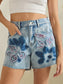 Floral Patch Denim Shorts