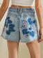 Floral Patch Denim Shorts