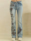 Oli & Hali Washed Floral Embroidery Stretch Jeans