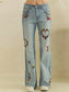 Oli & Hali Floral Heart Embroidery Stretch Jeans