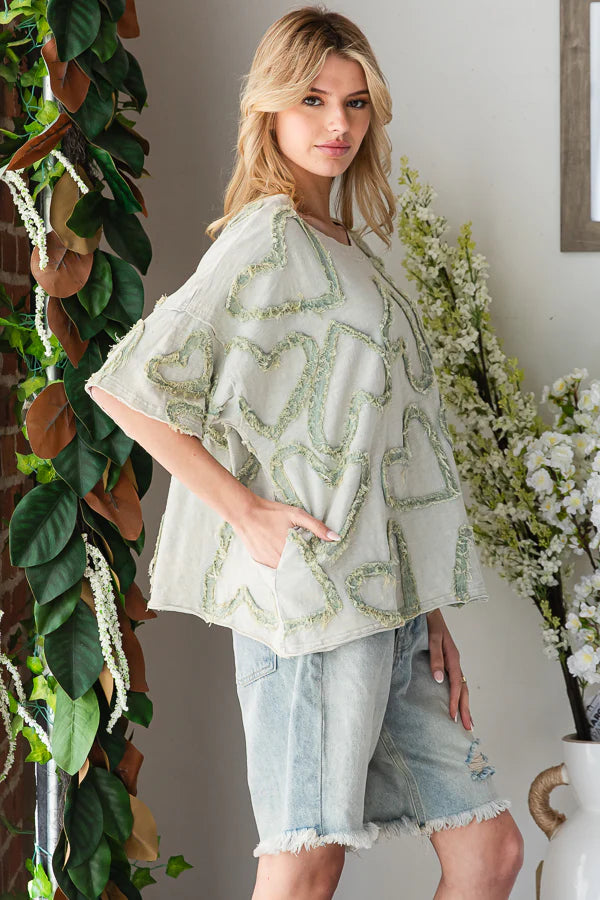 Heart Patchwork Relaxed Top