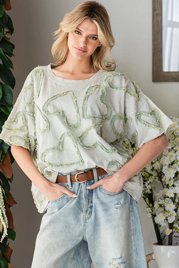 Heart Patchwork Relaxed Top
