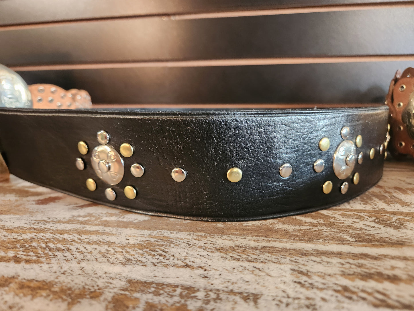 DAIRI Black Leather Belt with Sterling Silver